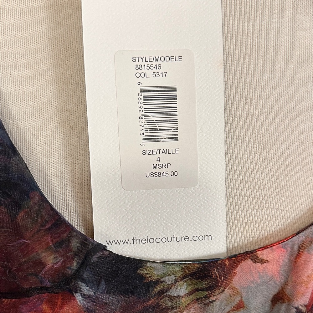 Theia Darla Scoop Neck Multicolor Floral Gown $845 - Picture 8 of 8